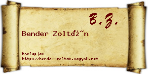 Bender Zoltán névjegykártya