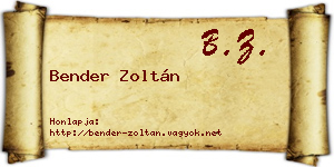 Bender Zoltán névjegykártya