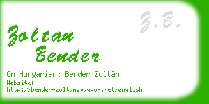 zoltan bender business card